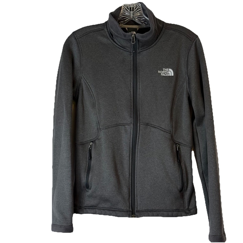 The North Face Gray Agave Full Zip Jacket Women's‎ Sz S Softshell Pockets C656